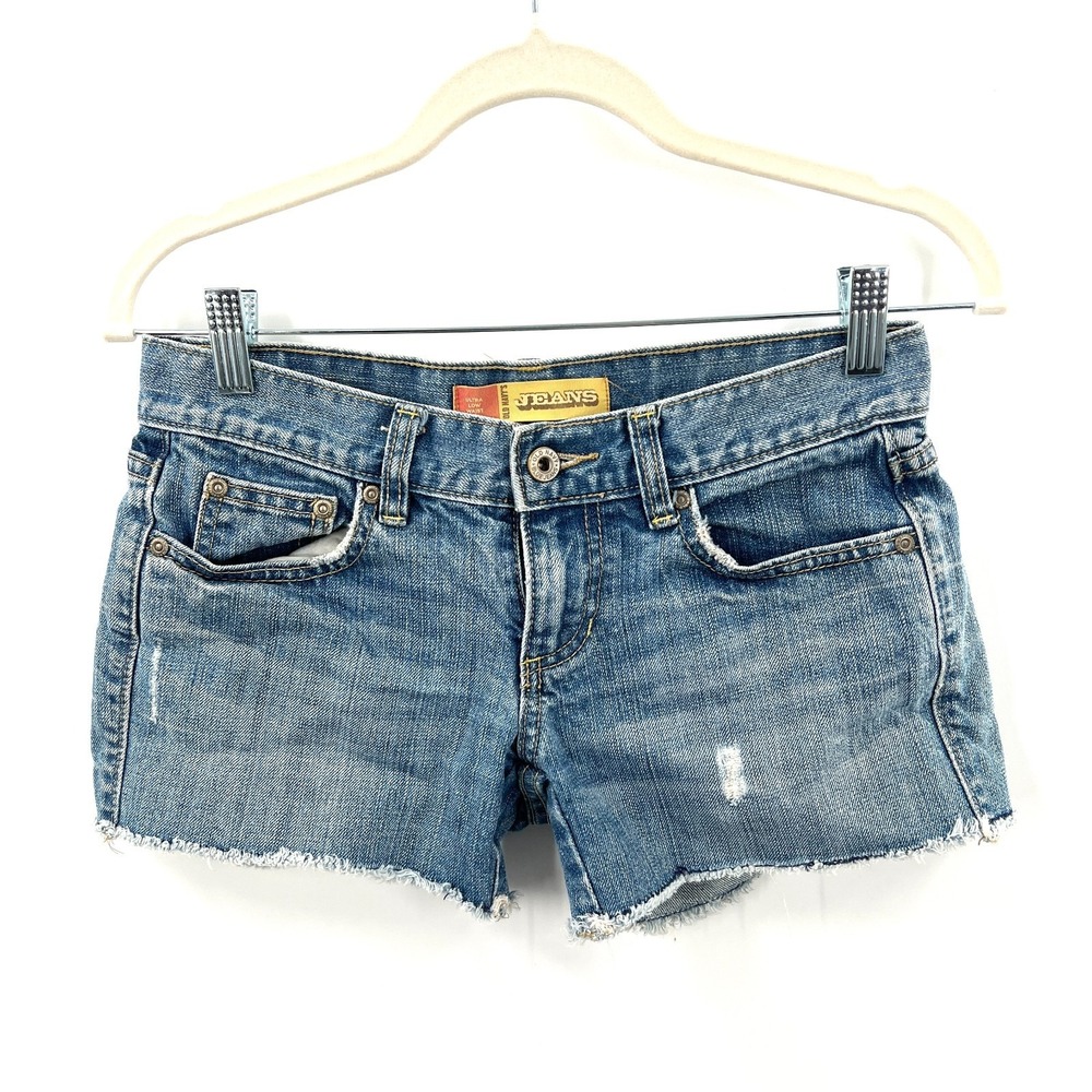 vintage Y2K Ultra Low Rise Denim grunge Shorts cutoff Jean Light Wash Denim  0 - Picture 9 of 9